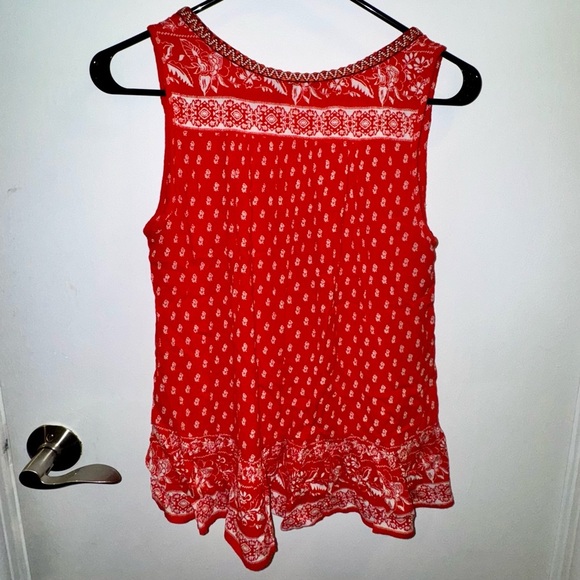 Patrons of Peace Red Patterned Tank Top - Picture 4 of 5